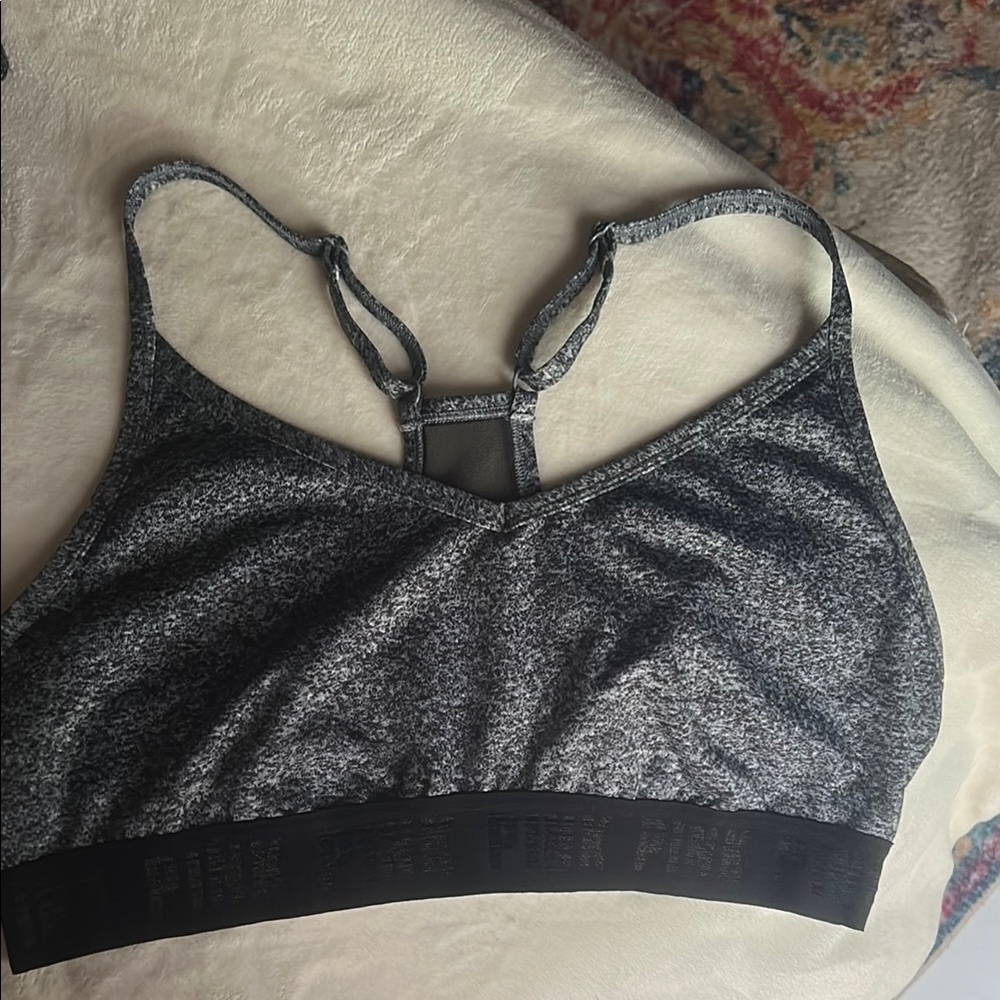 VS PINK SPORT meshback sport bra Heather Gray